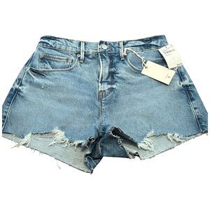 Good American Good 90s Jean Shorts Womens 26 Blue Denim Cut Off Distressed NWT